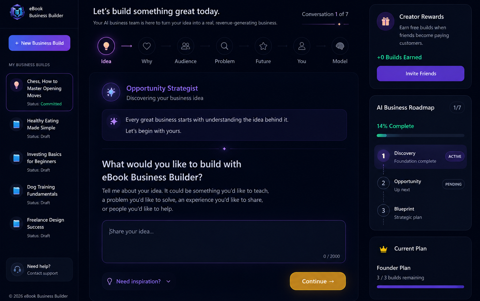 EBB Discovery conversation workspace